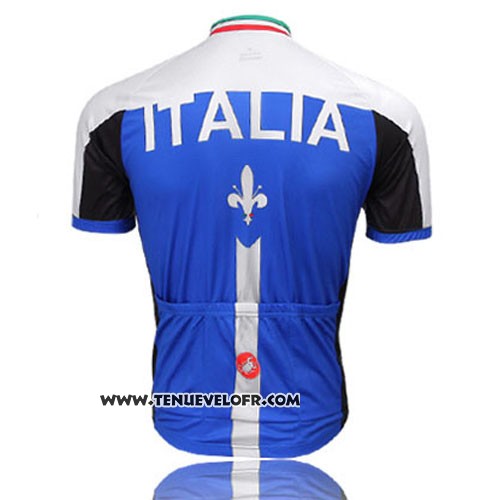 2014 Maillot Ciclismo Italie Blanc et Bleu Manches Courtes et Cuissard